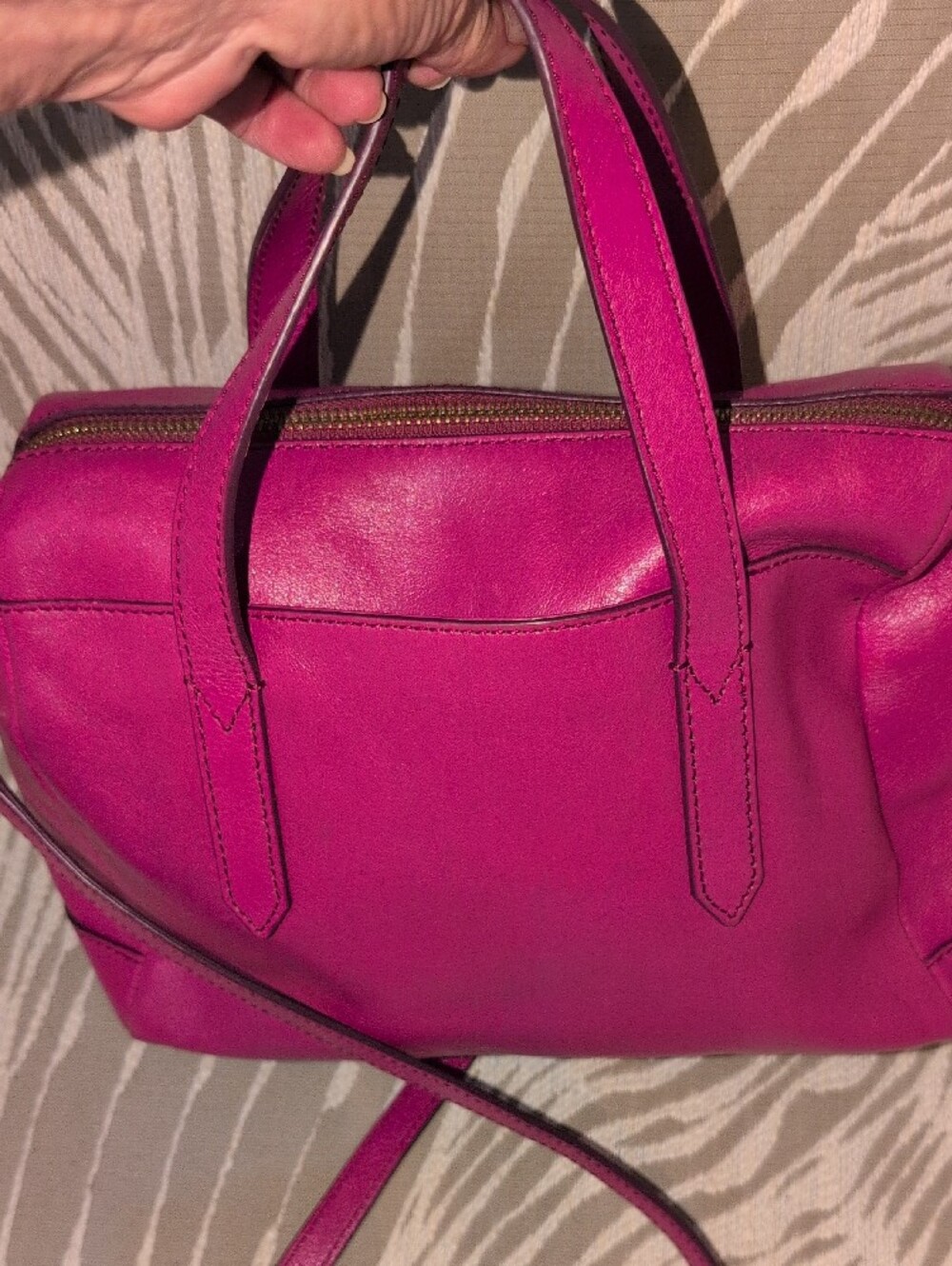 Fossil Hot Pink Leather Sydney Satchel And Crossbody - Picture 4 of 15